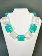 Turquoise and White Flat Bead Necklace