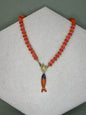 Orange Beaded Fish Necklace