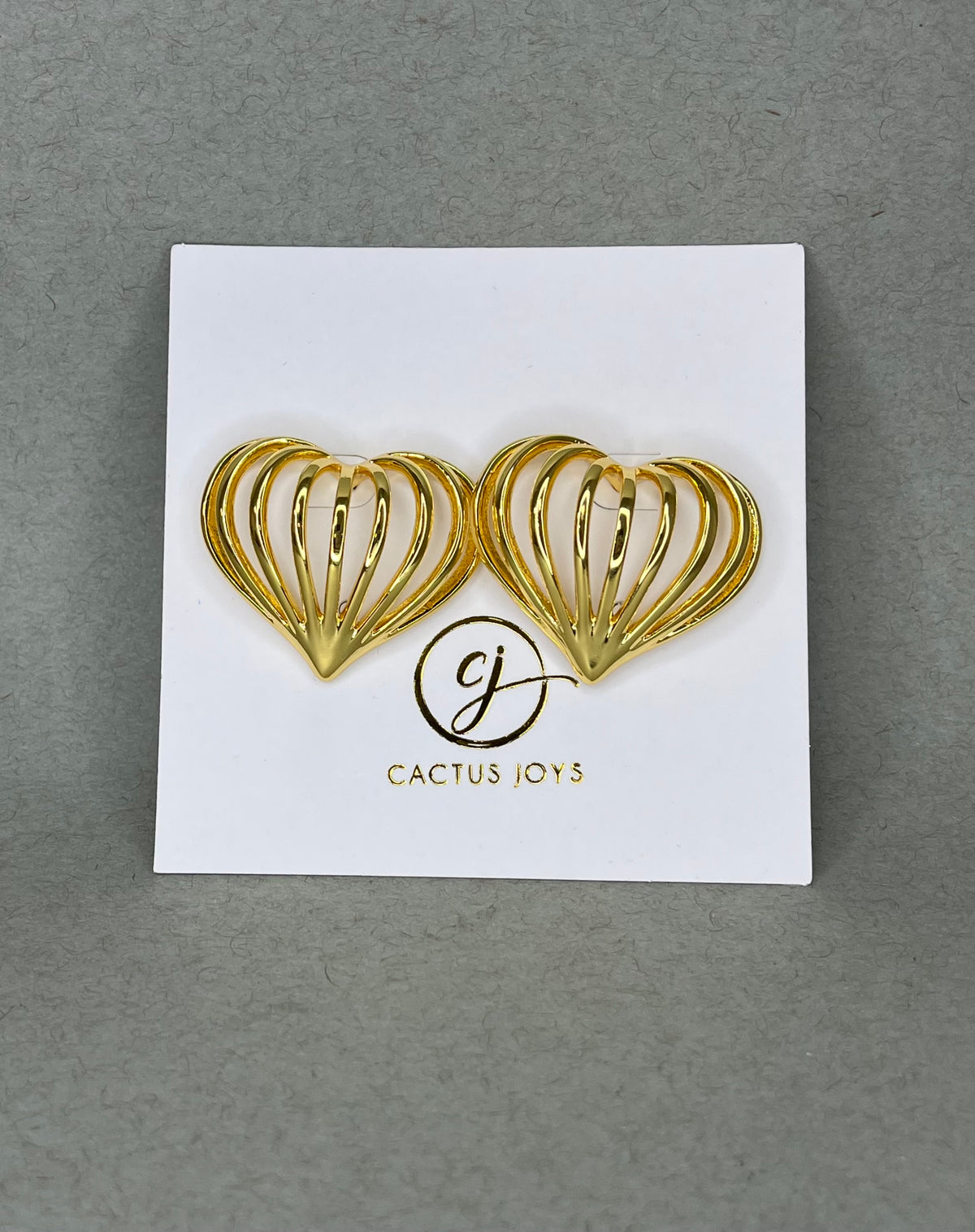 Gold Open Heart Stud Earrings