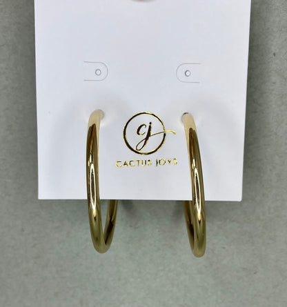 Gold Medium Solid Hoops