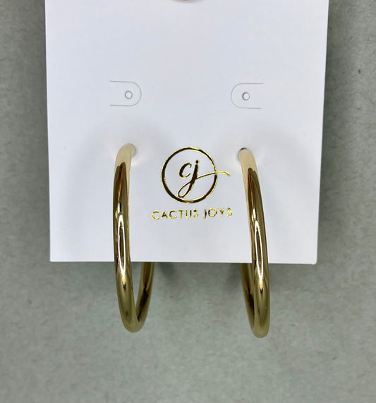 Gold Medium Solid Hoops