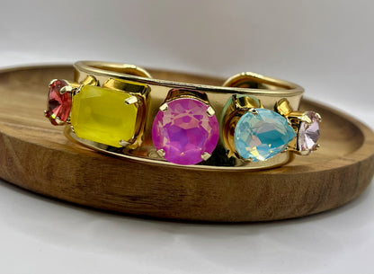 Large Multi Stone Cuff Bracelet