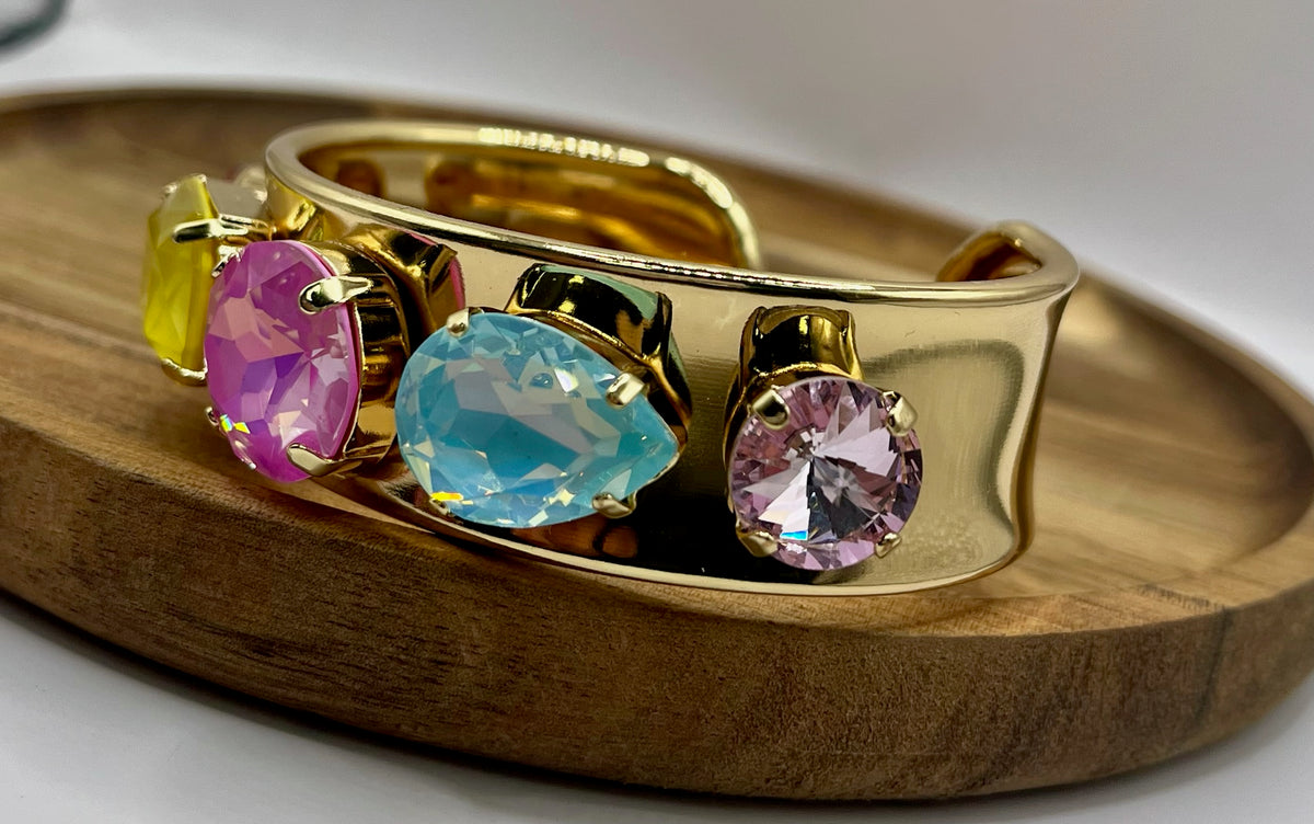 Large Multi Stone Cuff Bracelet