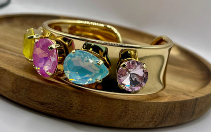 Large Multi Stone Cuff Bracelet