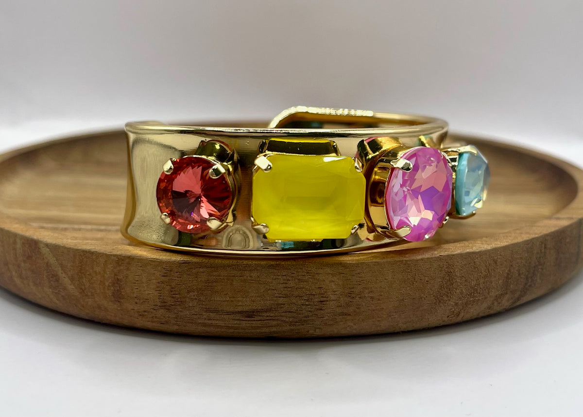 Large Multi Stone Cuff Bracelet