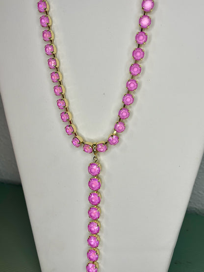 Pink Crystal Magnetic Necklace with Lariat