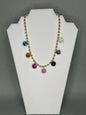 Large Stone Multi Color Crystal Dangle Necklace