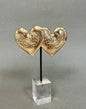 Gold Large Flat Heart Stud Earrings
