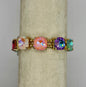 Cushion Cut Glass Crystal Linked Stretch Bracelet- Light Pastel