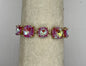 Cushion Square Stone Link Evening Bracelet- Iridescent Stone Pink
