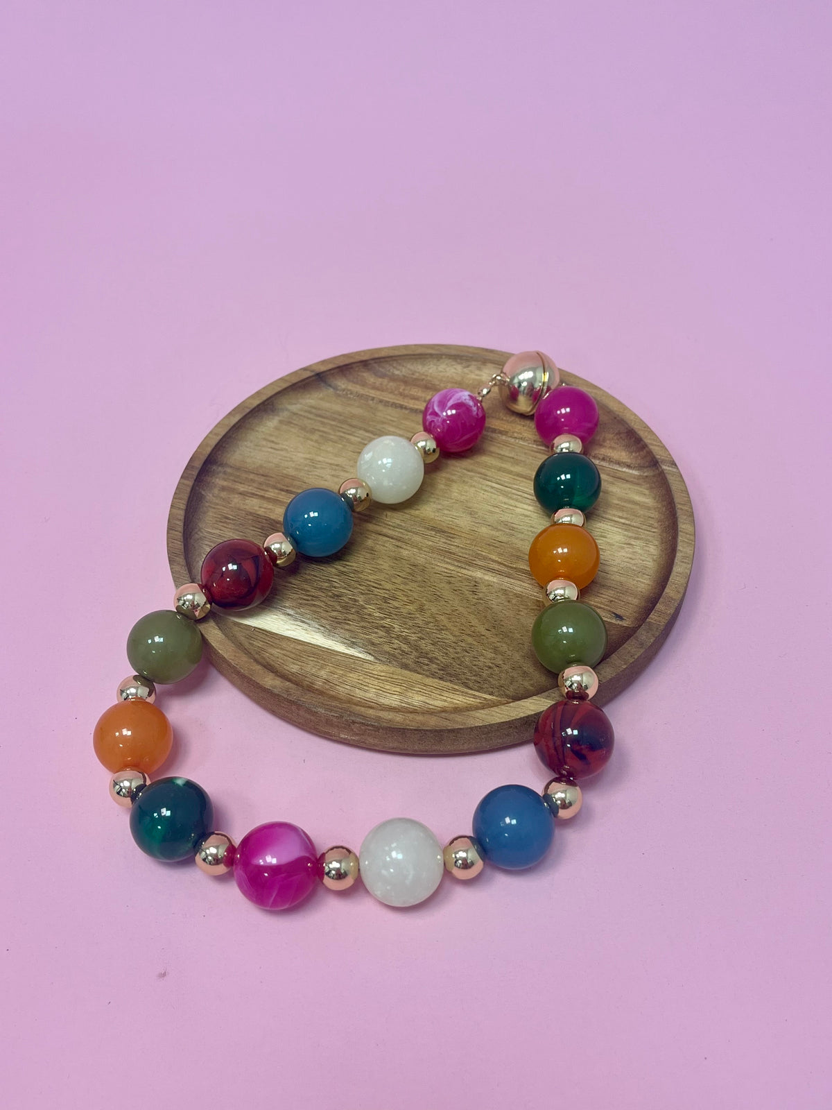 Large Colorful Bead Magnetic Necklace
