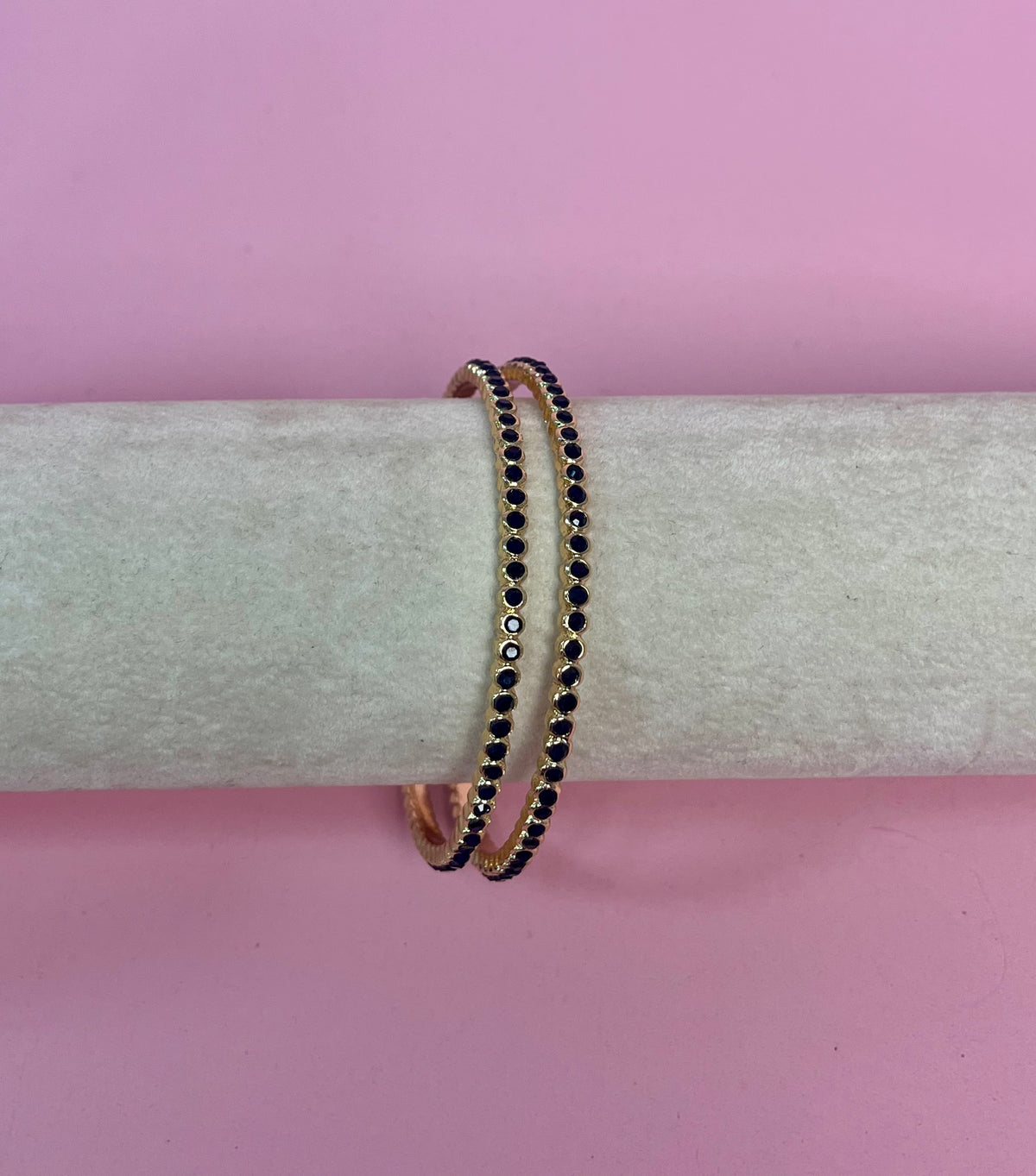 Set of 2 Black Crystal Pave Bangle Bracelets