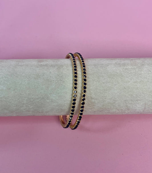 Set of 2 Black Crystal Pave Bangle Bracelets