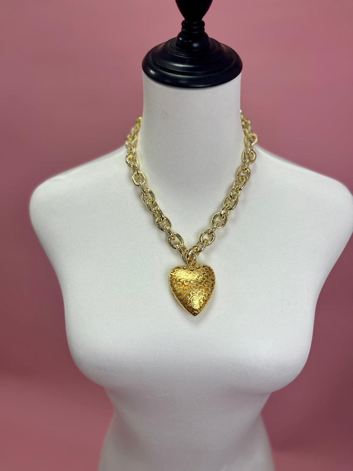 Luxe Gold Scroll Heart Pendant
