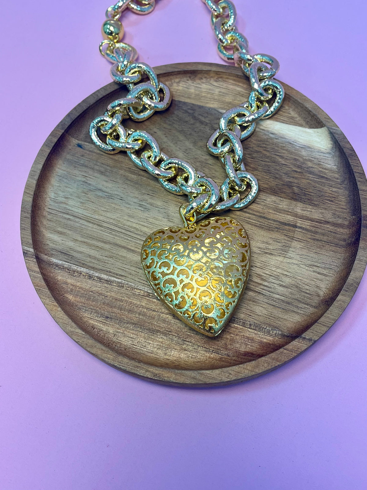 Luxe Gold Scroll Heart Pendant