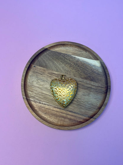 Luxe Gold Scroll Heart Pendant