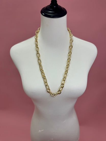 Long Textured Link Magnetic Necklace (Two Colors)