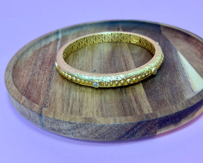 Gold Luxe Lattice Bangle with Crystals