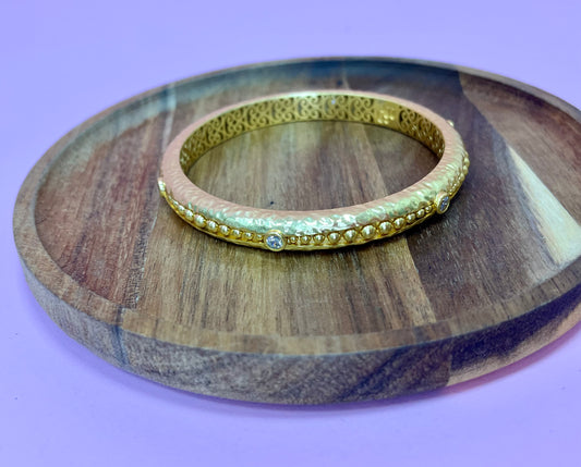 Gold Luxe Lattice Bangle with Crystals