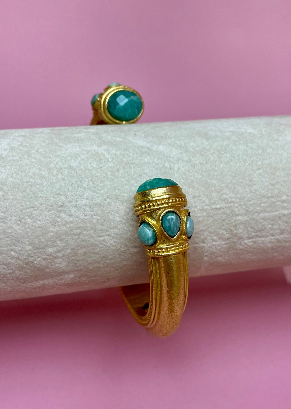 Gold Luxe Open Hinge Turquoise Cuff Bracelet