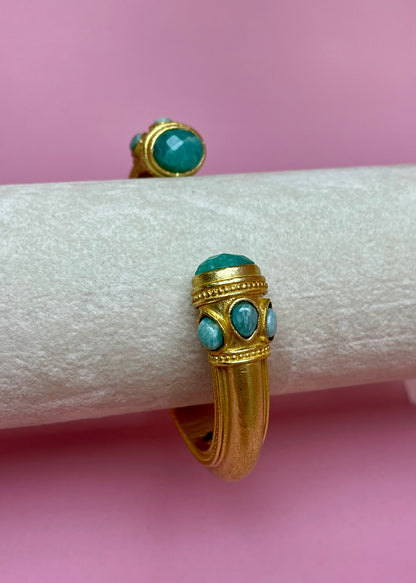 Gold Luxe Open Hinge Turquoise Cuff Bracelet