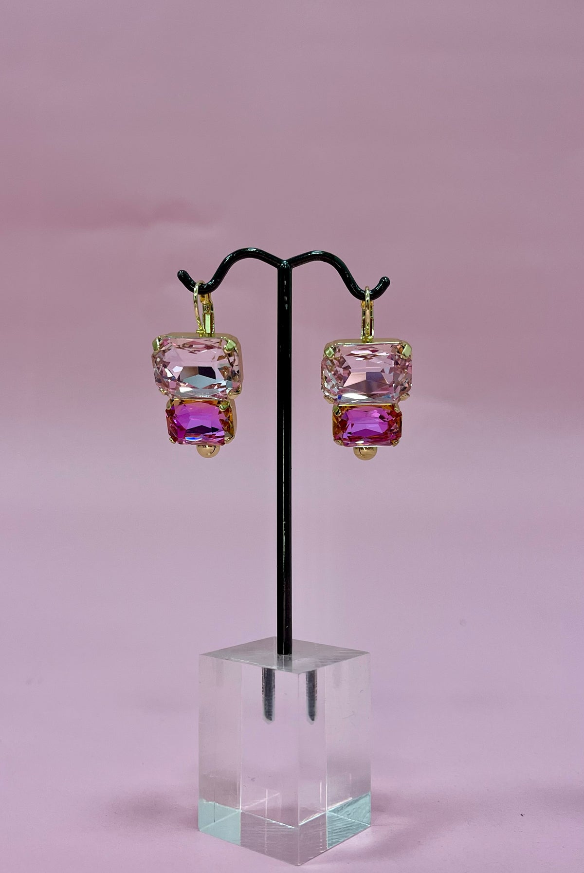Two Tone Pink Luxe Crystal Earrings