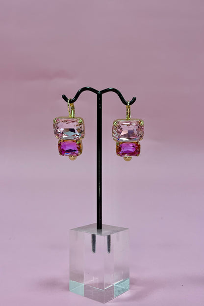 Two Tone Pink Luxe Crystal Earrings