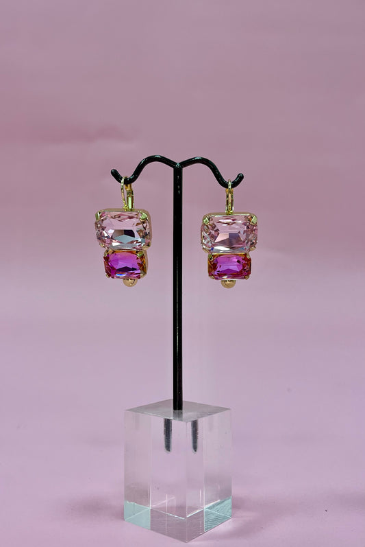 Two Tone Pink Luxe Crystal Earrings