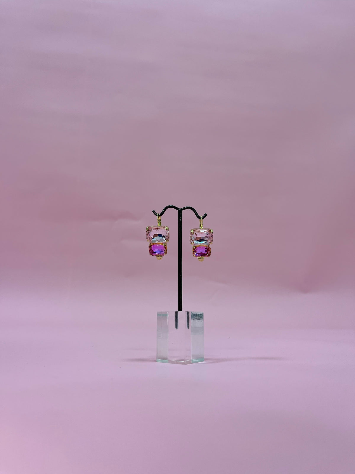 Two Tone Pink Luxe Crystal Earrings