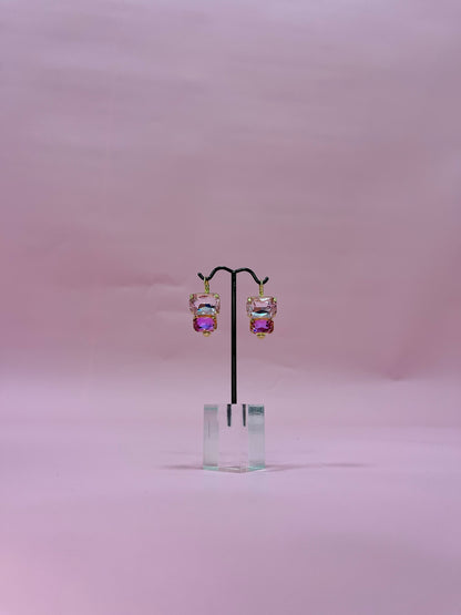 Two Tone Pink Luxe Crystal Earrings