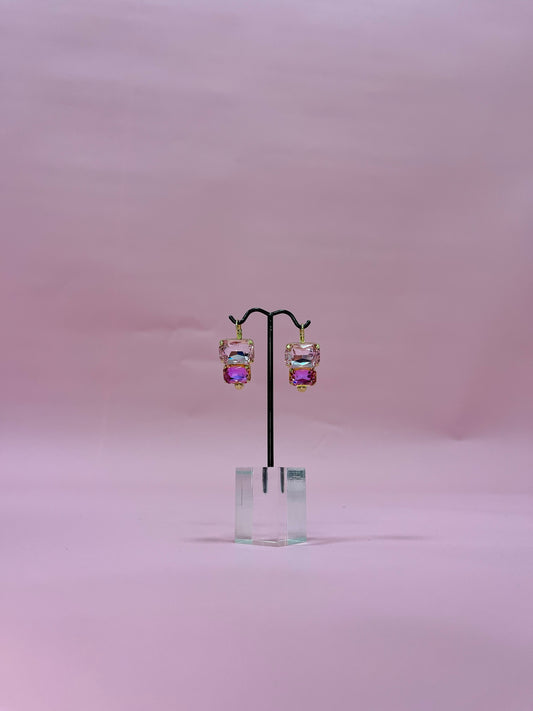 Two Tone Pink Luxe Crystal Earrings
