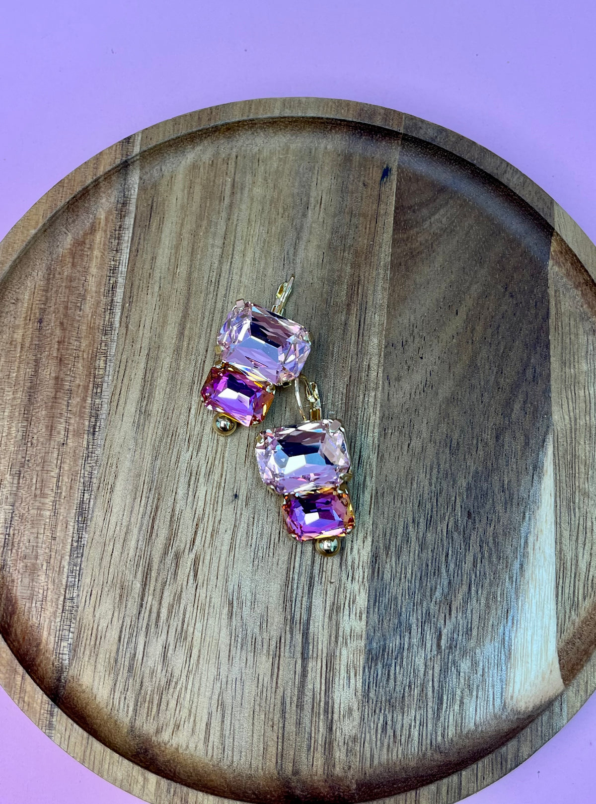 Two Tone Pink Luxe Crystal Earrings