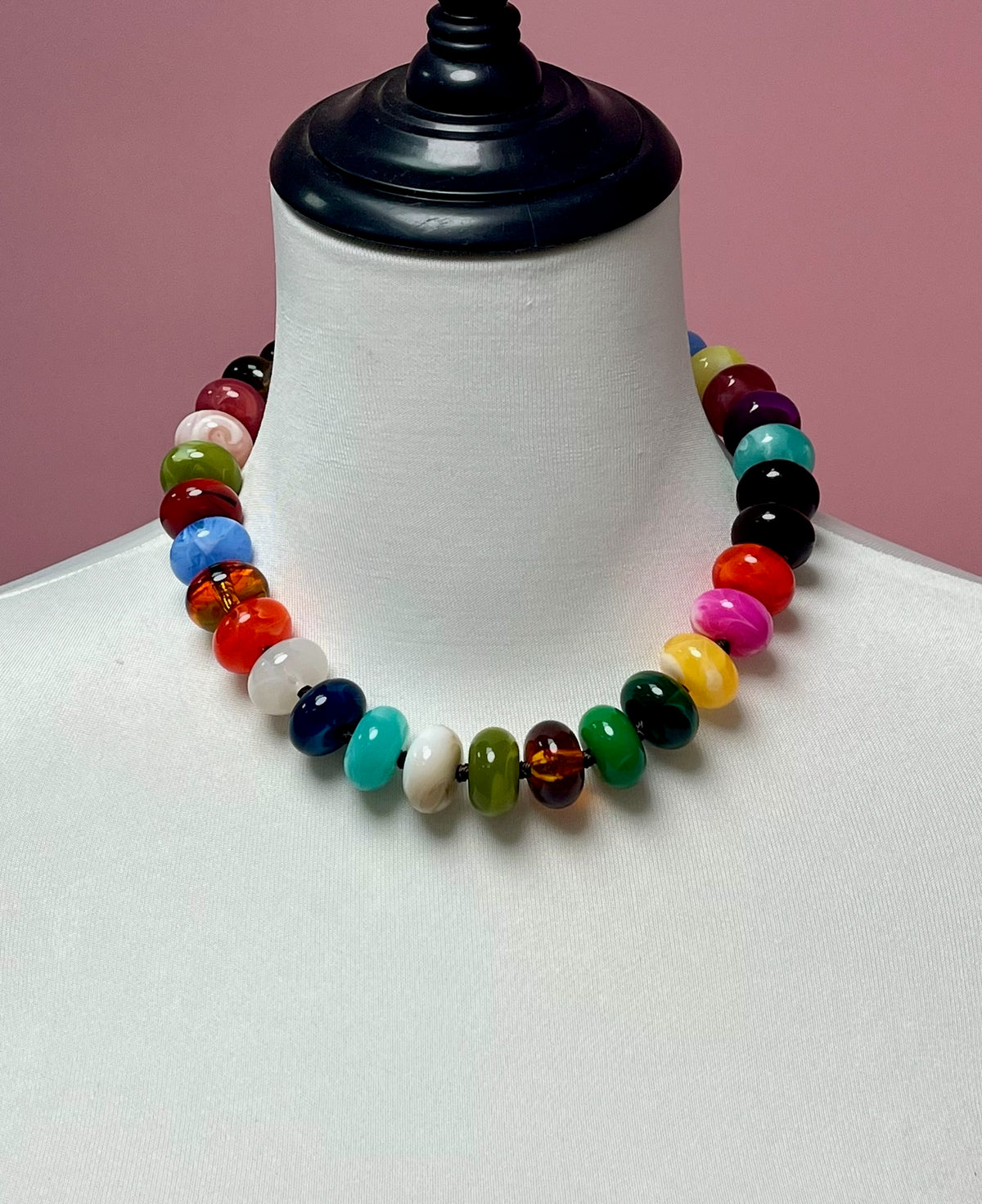Multi Colored Oval Bead Magnetic Necklace