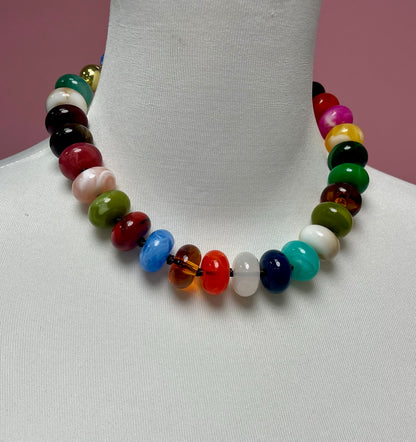 Multi Colored Oval Bead Magnetic Necklace
