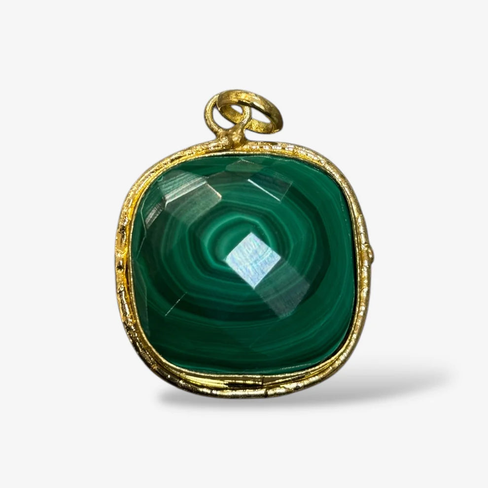 Riley Green Malachite Square Pendant Necklace