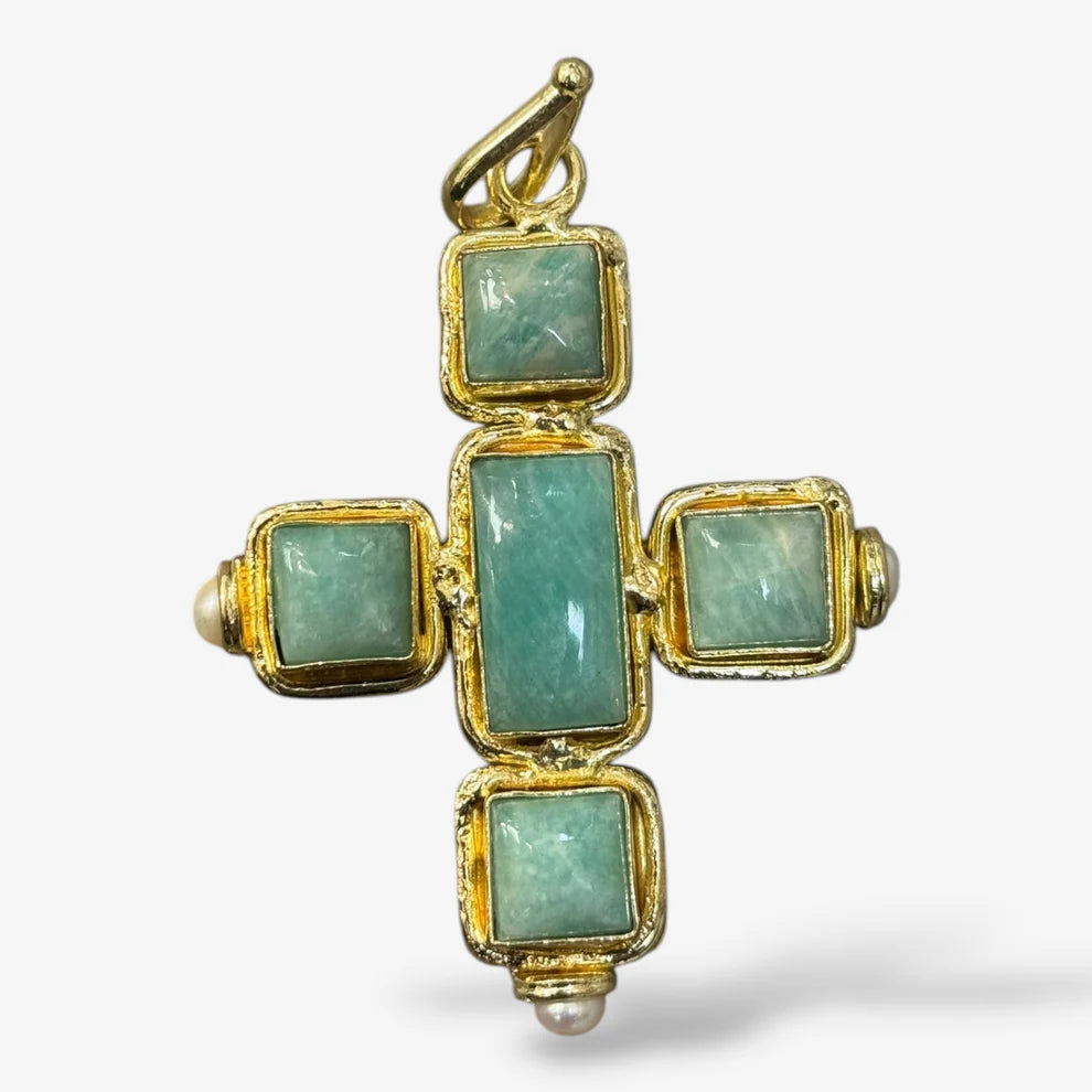 Willow Amazonite Cross Pendant Necklace