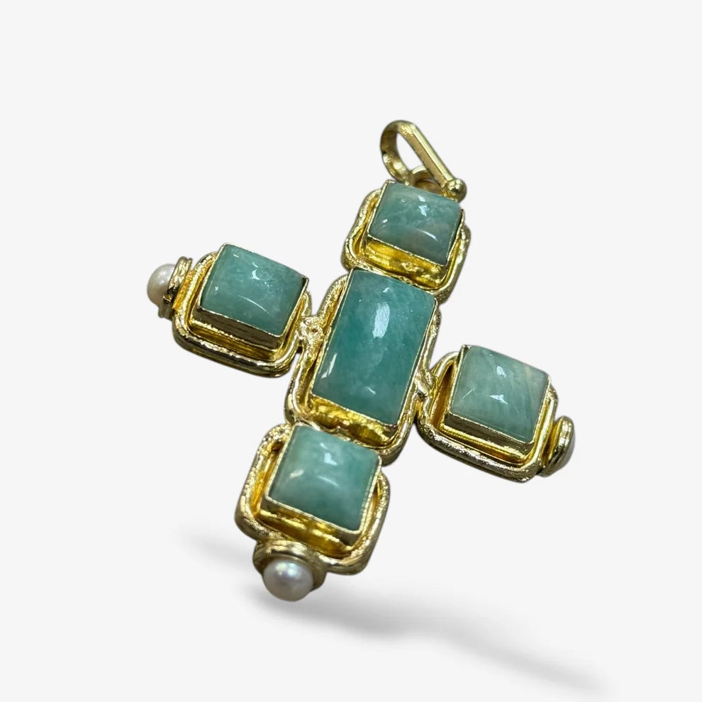 Willow Amazonite Cross Pendant Necklace