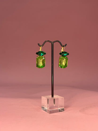 Heather Welper Two Tone Green Luxe Crystal Earrings