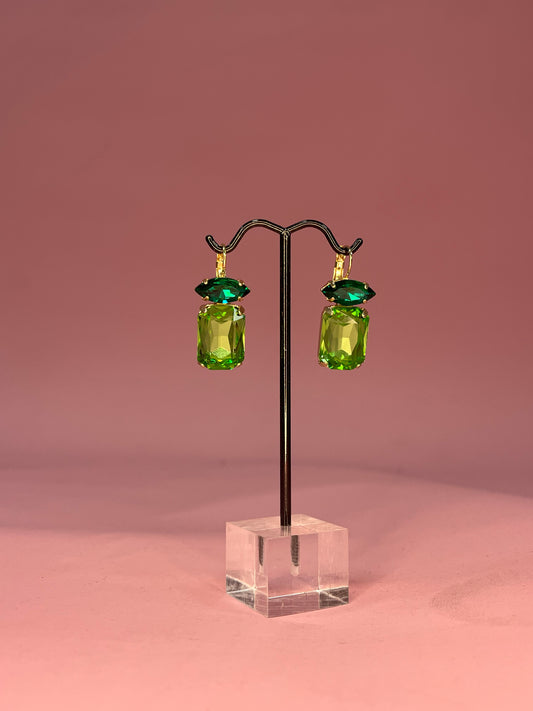 Heather Welper Two Tone Green Luxe Crystal Earrings