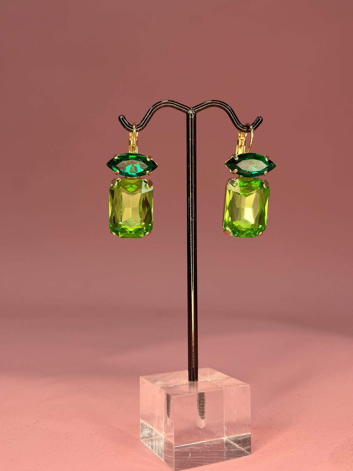 Heather Welper Two Tone Green Luxe Crystal Earrings