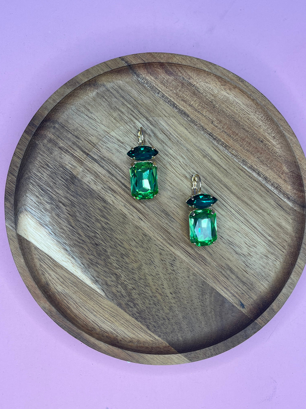 Heather Welper Two Tone Green Luxe Crystal Earrings