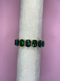 Heather Welper Green Two Tone Luxe Rectangle Crystal Stretchy Bracelet