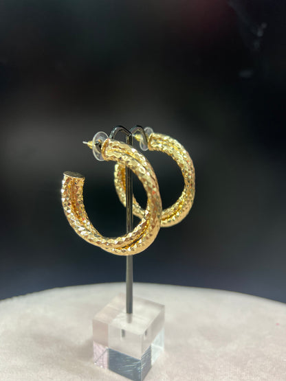 Textured Small Twist Hoop (Gold & Silver)
