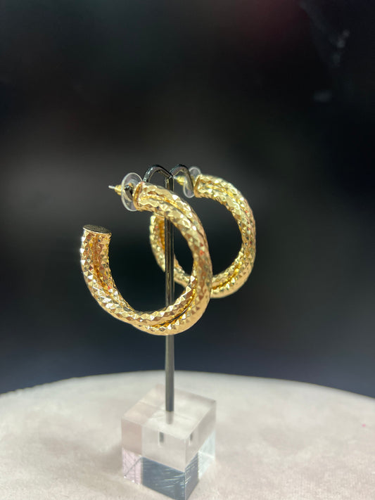 Textured Small Twist Hoop (Gold & Silver)