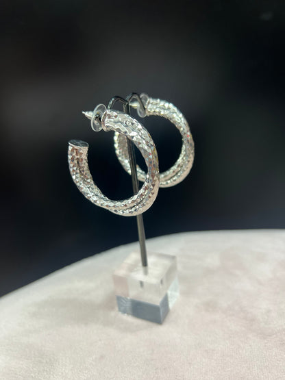 Textured Small Twist Hoop (Gold & Silver)