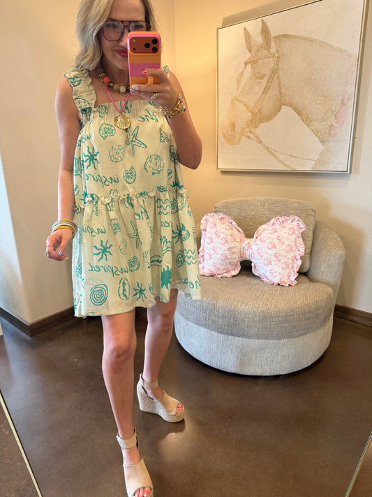 Green Seashell Print Dress