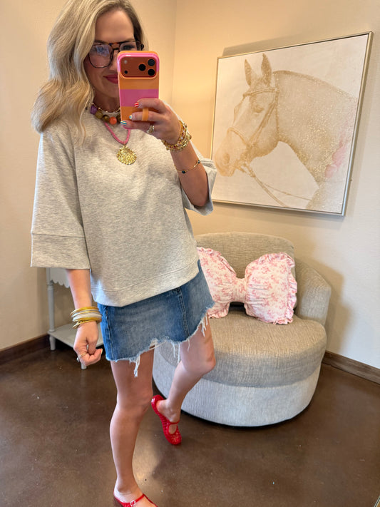 Gray Scuba 3/4 Sleeve Pullover