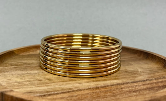 Set of 7 Stainless Steel Bracelets- Gold
