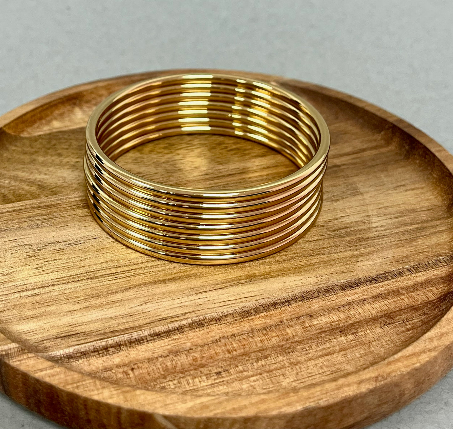 Set of 7 Stainless Steel Bracelets- Gold