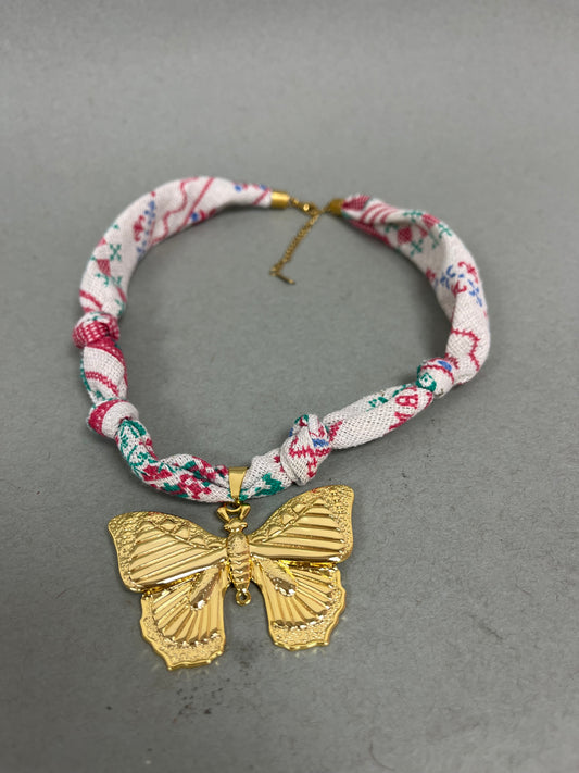 Gold Butterfly Scarf Style Necklace